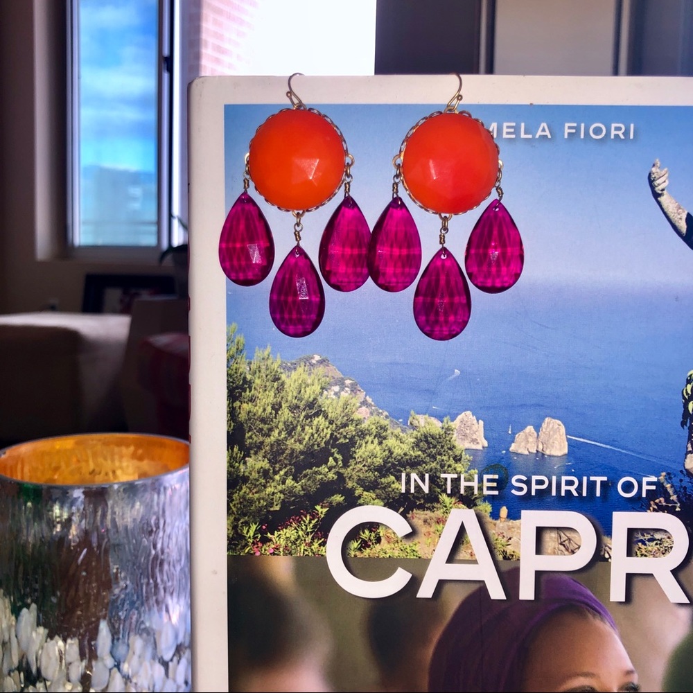 David Aubrey Orange/Pink Statement Earring